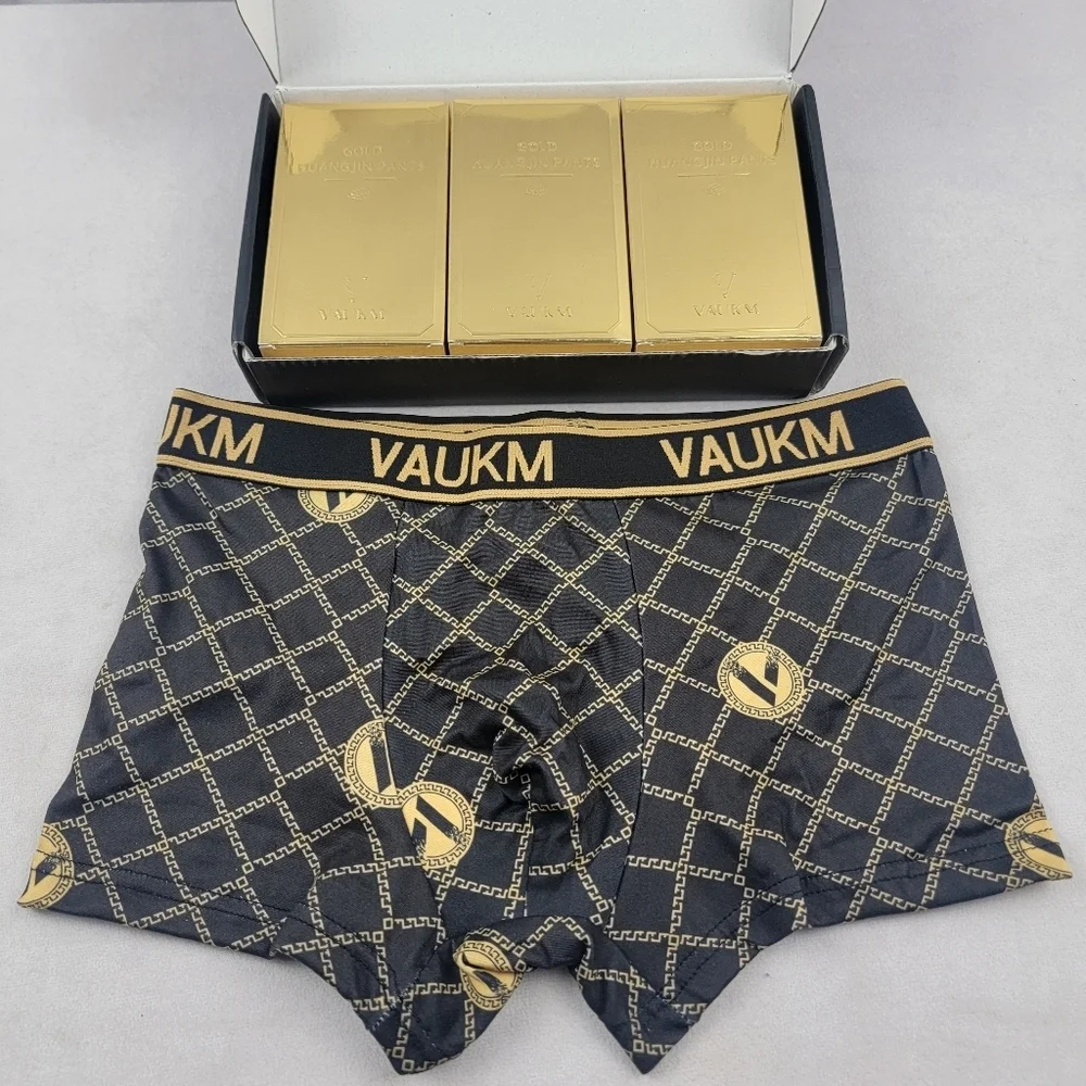 NWT‎ Vaukm gold bar printed boxer briefs set of 3 all size Medium